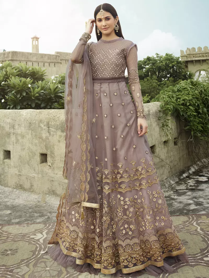 Pink embroidered net salwar