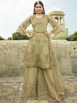 Green embroidered net salwar 1