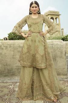 Green embroidered net salwar