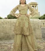 Green embroidered net salwar
