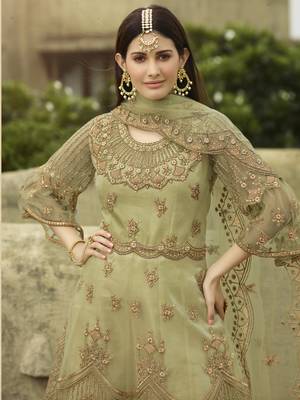 Green embroidered net salwar 2