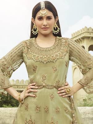Green embroidered net salwar 3