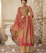 Beige embroidered pure cotton salwar