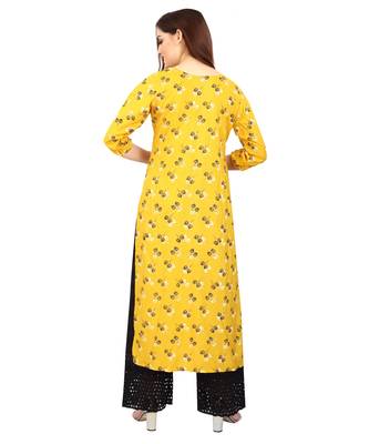 Mustard printed rayon kurtis 2