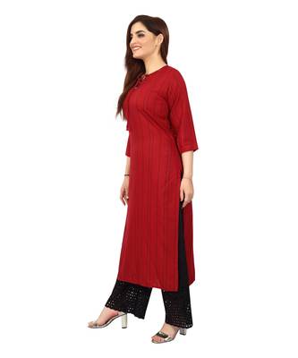 Maroon printed rayon kurtis 3