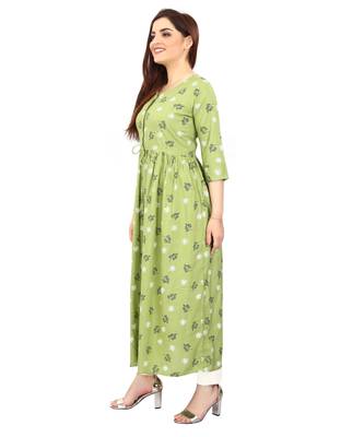Olive printed rayon kurtis 3