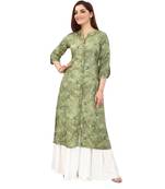 Olive printed rayon kurtis