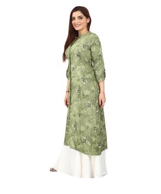 Olive printed rayon kurtis 3