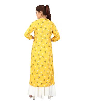Mustard printed rayon kurtis 2