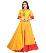 yellow cotton malmal short sleeves solid women gown