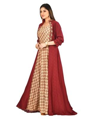 mahroon muslin silk short sleeves solid women gown 2