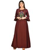 rust Cotton slab SHORT Sleeves Solid Womens Kurta