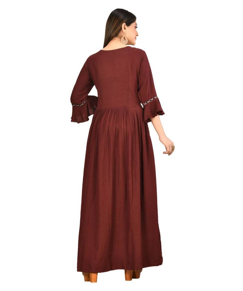 rust Cotton slab SHORT Sleeves Solid Womens Kurta