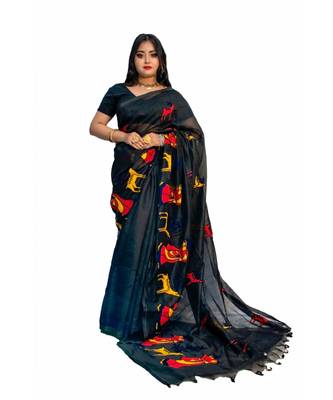 Handloom shokuntala cotton silk saree with blouse piece 1