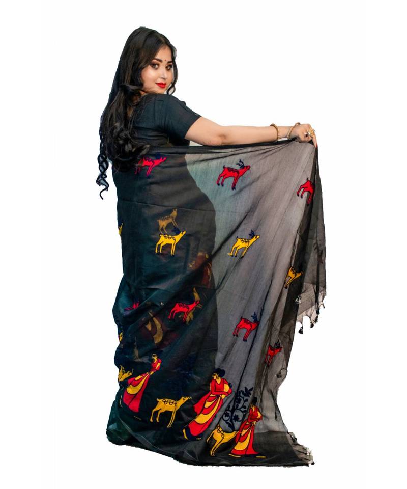 Handloom shokuntala cotton silk saree with blouse piece