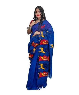 Handloom shokuntala cotton silk saree with blouse piece 1