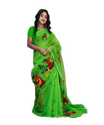 Handloom shokuntala cotton silk saree with blouse piece 1