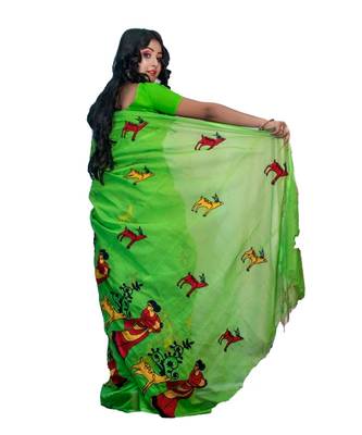 Handloom shokuntala cotton silk saree with blouse piece 2