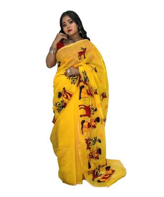 Handloom shokuntala cotton silk saree with blouse piece 1