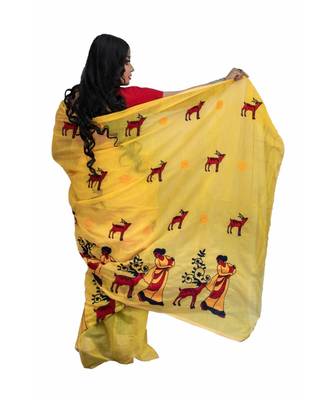 Handloom shokuntala cotton silk saree with blouse piece 2