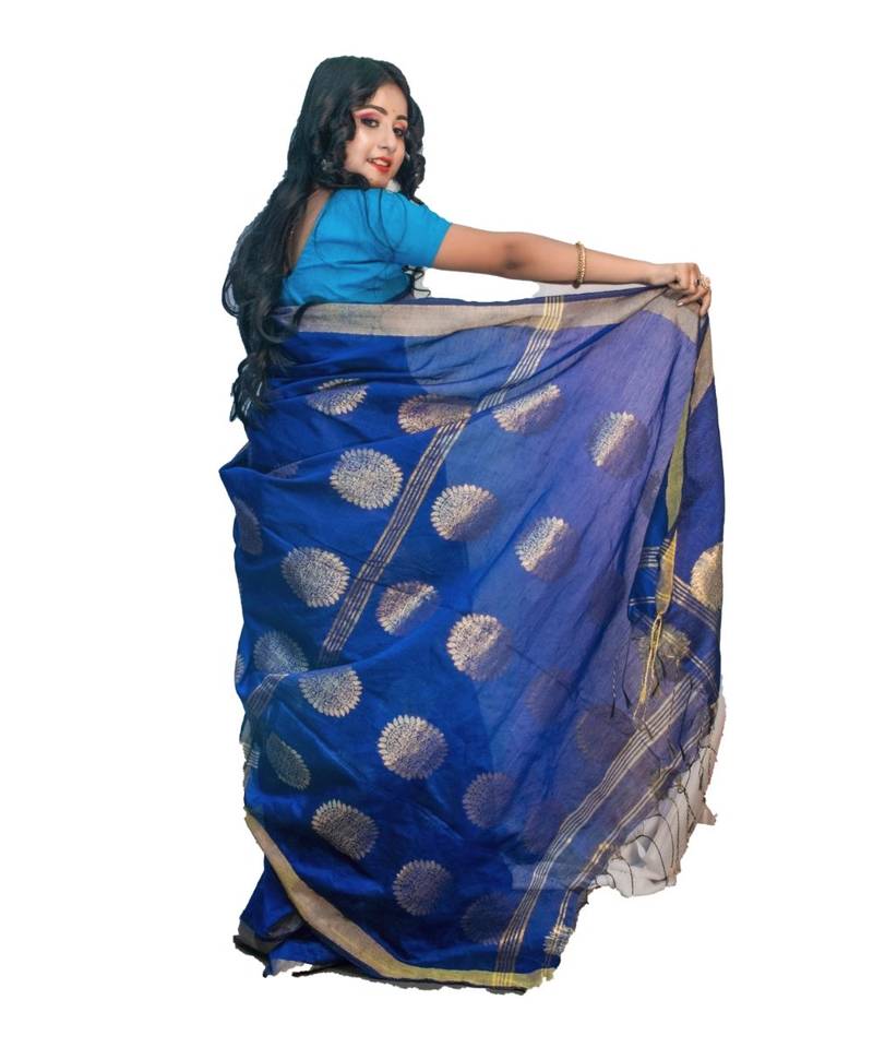 Handloom chakra cotton silk saree with blouse piece