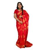 Handloom chakra cotton silk saree with blouse piece
