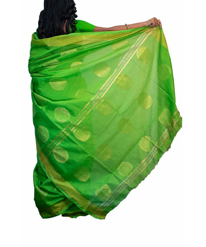 Handloom chakra cotton silk saree with blouse piece
