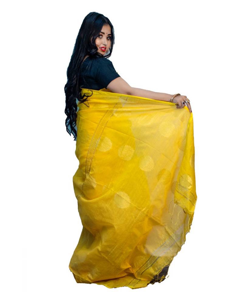 Handloom chakra cotton silk saree with blouse piece