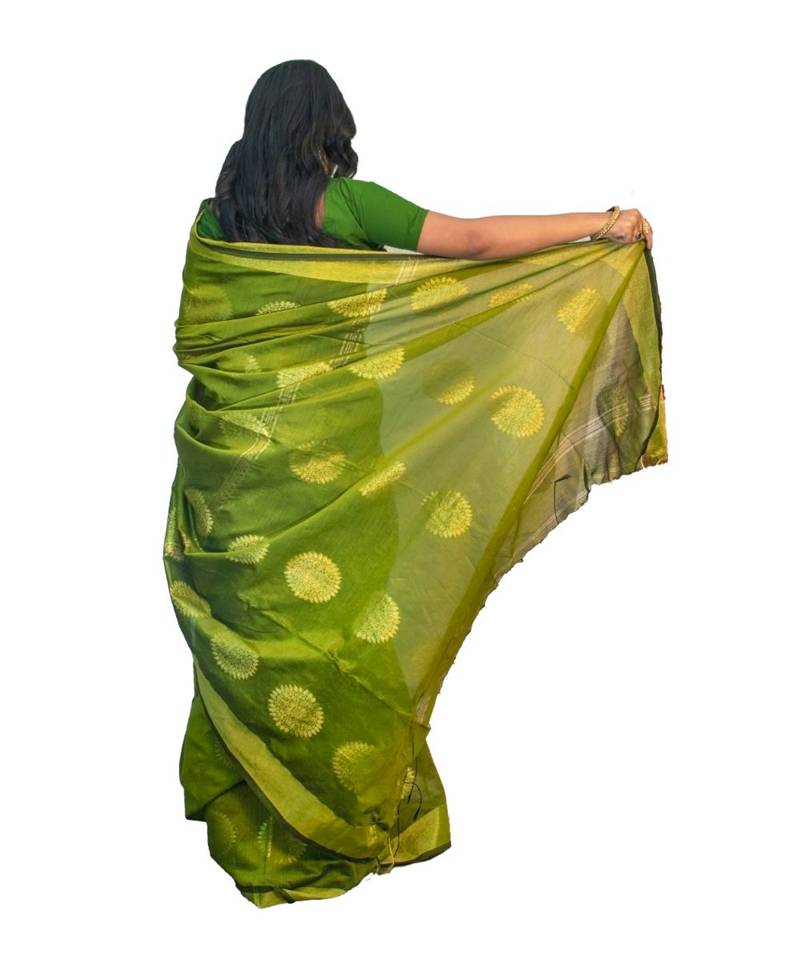 Handloom chakra cotton silk saree with blouse piece