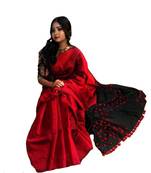 Handloom achol pompom cotton silk saree with blouse piece