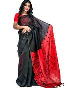 Handloom achol pompom cotton silk saree with blouse piece