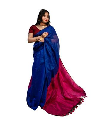 Handloom stylish cotton silk saree with blouse piece 1