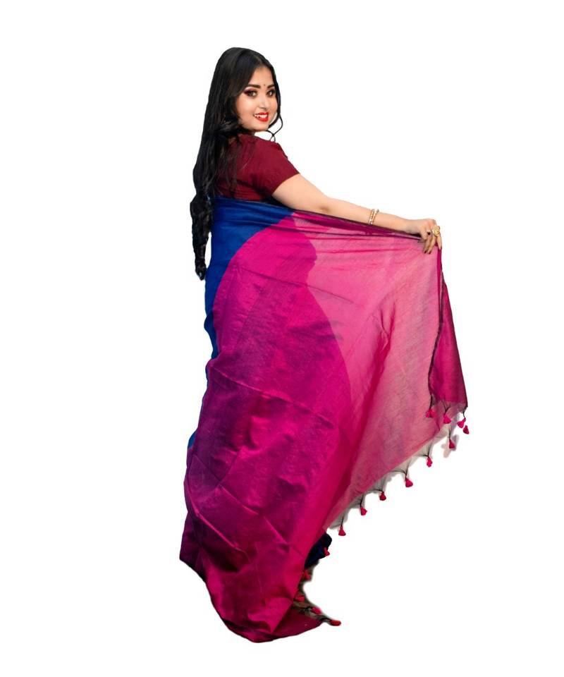 Handloom stylish cotton silk saree with blouse piece