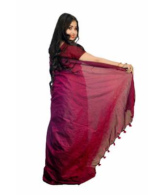 Handloom stylish cotton silk saree with blouse piece 2