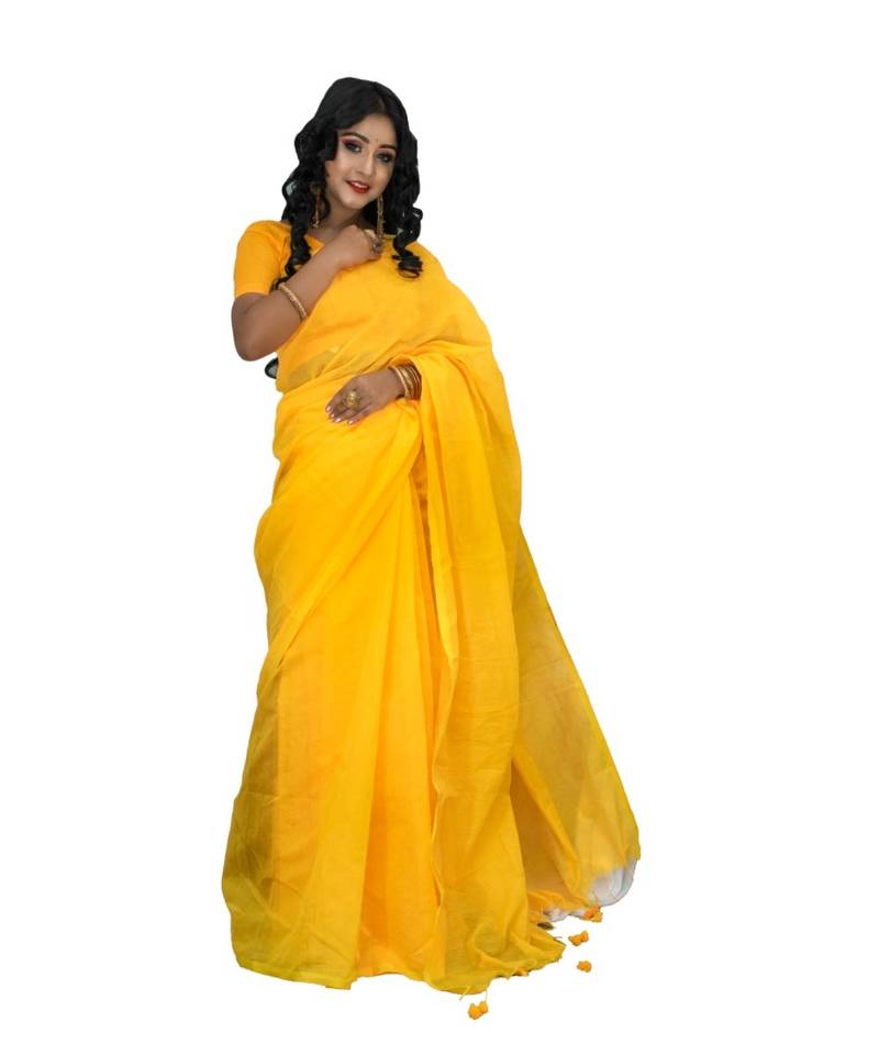 Handloom stylish cotton silk saree with blouse piece