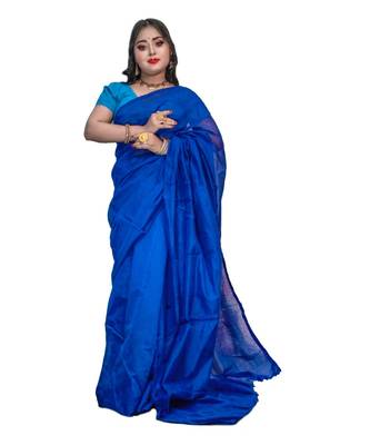 Handloom stylish cotton silk saree with blouse piece 1