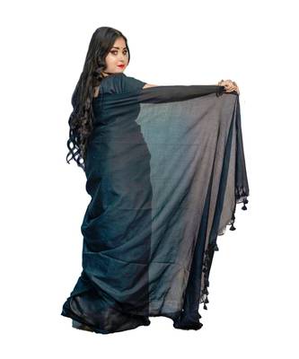 Handloom stylish cotton silk saree with blouse piece 2