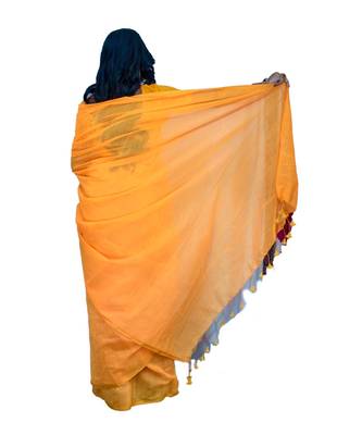 Handloom stylish cotton silk saree with blouse piece 2