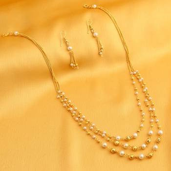 Gold pearl necklace-sets 2