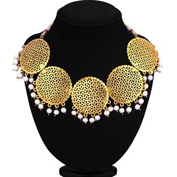 Gold pearl necklace-sets 4