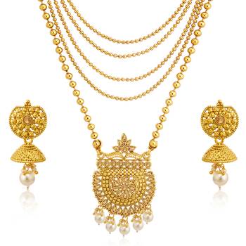 Gold pearl necklace sets 4