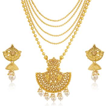 Gold pearl necklace sets 4