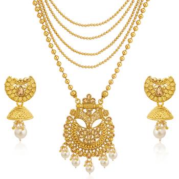 Gold pearl necklace sets 4
