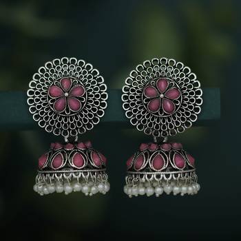 Purple pearl earrings 1