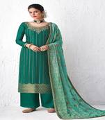 Turquoise Embroidered Plazzo Suit