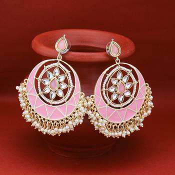 Pink pearl earrings 1