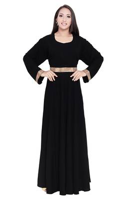 Sale Muslim Women Islamic Abaya Long Sleeve Maxi Dress Formal Party Jilbab Dubai Gown In Nida Fabric With Work Hijab 1