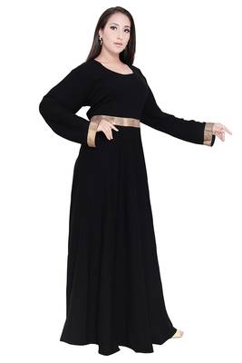 Sale Muslim Women Islamic Abaya Long Sleeve Maxi Dress Formal Party Jilbab Dubai Gown In Nida Fabric With Work Hijab 2