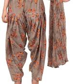Women Grey Printed Patiala with Dupatta Cotton (Free Size)