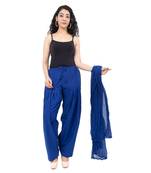 Women Blue Soild Patiala with Dupatta  Cotton (Free Size)
